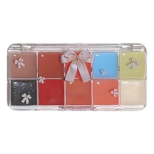 Manolyee Lipgloss-Palette, Lippenfarbpalette, 10 Farben getönter Lipgloss, Wasserfeste Lippen-Make-up-Palette, mit Gelee getönter Lipgloss, feuchtigkeitsspendend für Damen und Herren von Manolyee