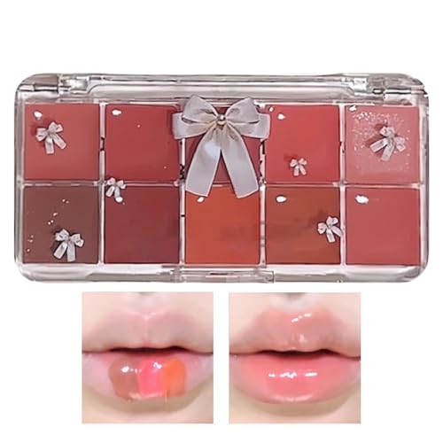 Manolyee Lippenpaletten-Set, Lipgloss-Palette,10 Farben getönter Lipgloss | Gelee-getönter Lipgloss, feuchtigkeitsspendendes Lippenstift-Make-up-Set, langlebig für Damen und Herren von Manolyee