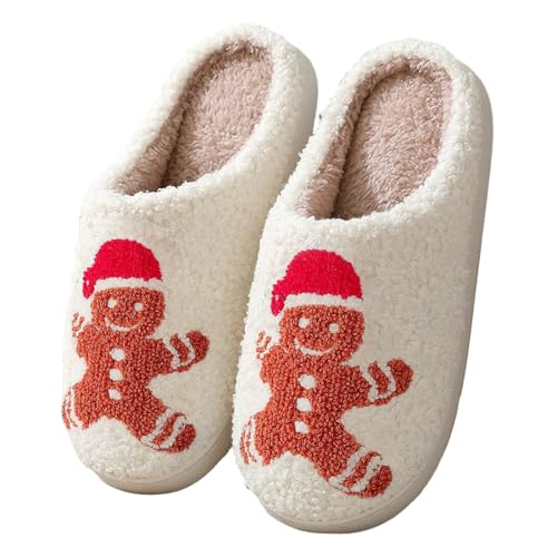 Weihnachtliche Hausschuhe mit niedlichem Rentier, weich, warm, adrett, flauschig, Winter, Indoor-Schuhe, flauschige Herren-Schlafzimmer-Hausschuhe, 09 - Roter Lebkuchenmann, 7.5-8.5 Women/6.5-7.5 Men Weihnachtliche Hausschuhe mit niedlichem Rentier, weich, warm, adrett, flauschig, Winter, Indoor-Schuhe, flauschige Herren-Schlafzimmer-Hausschuhe, 09 - Roter Lebkuchenmann, 7.5-8.5 Women/6.5-7.5 Men von Manooby