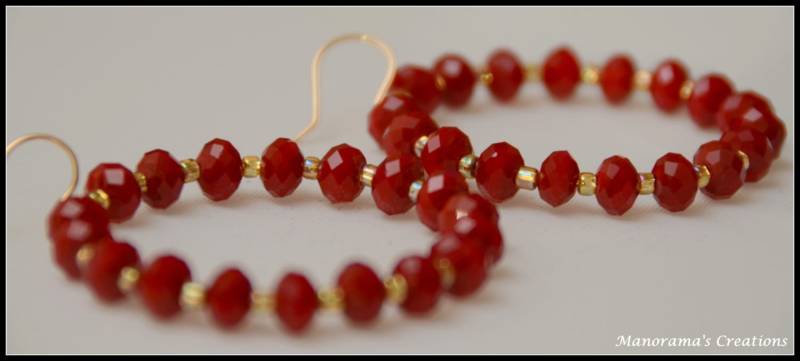 Aria Ohrringe - Rote Kristalle Und Gold Perlen, 14 K Füllen Aria Ohrringe - Rote Kristalle Und Gold Perlen, 14 K Füllen von ManoramasCreations