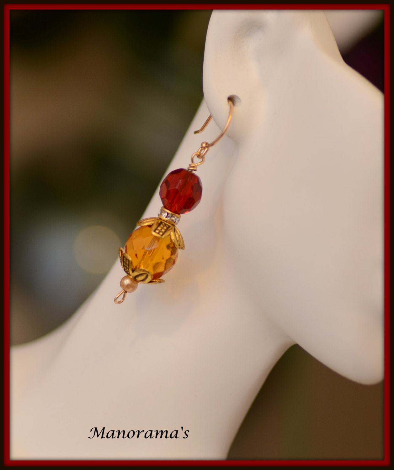 Rot Gelb Glas Perlenohrringe, Herbstfarben, Baumeln Ohrringe, 14 K Gold Füllen Draht, Geschenk Für Sie, Schicke Casual Schmuck Swarovski Perle Rot Gelb Glas Perlenohrringe, Herbstfarben, Baumeln Ohrringe, 14 K Gold Füllen Draht, Geschenk Für Sie, Schicke Casual Schmuck Swarovski Perle von ManoramasCreations