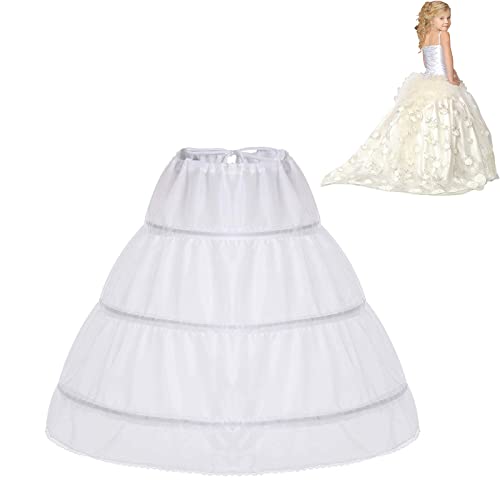 Kinder Reifrock Petticoat - Unterrock für Mädchen, 3 Creolen, Halber Slip für Prinzessin Kleid in Weiß von Manqyi