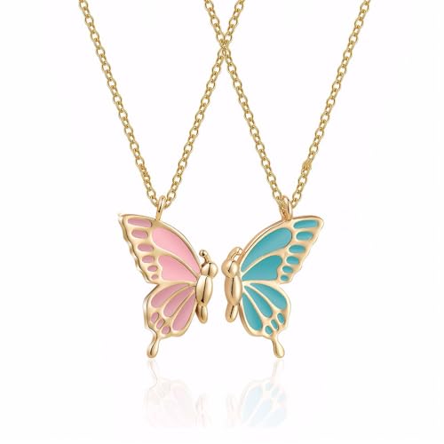 Manqyi 2 Stück Schmetterling Freundschaftskette Set, Freundschaftskette Set, Mädchen BFF Halskette Schmetterling Schmuck Anhänger, Geschenk für Freunde, BFF Halskette, für Beste Freunde von Manqyi