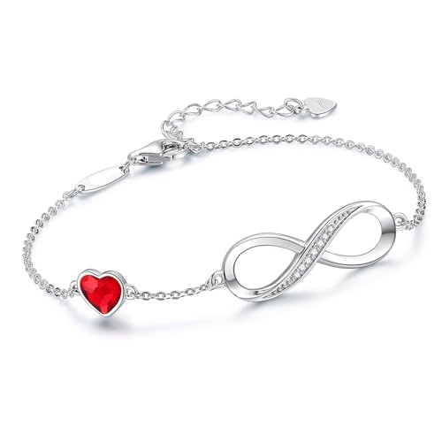 Unendlichkeit Herz Armbänder, Infinity Armband Damen, Damen Armband Unendlichkeit Herz, Kristallen Verstellbar Armkette, Damen Armband Fußkettchen, Infinity Armband für Damen und Mädchen von Manqyi