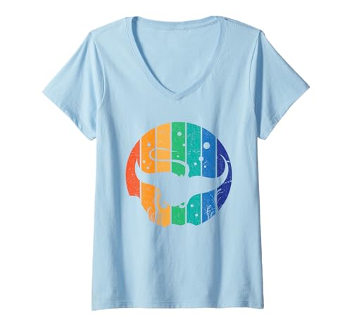 Damen Retro Rochen T-Shirt mit V-Ausschnitt von Manta Rochen Geschenke