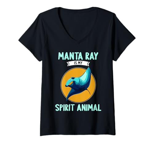 Damen Mantas Manta Manta-Rochen T-Shirt mit V-Ausschnitt von Mantas Manta Manta-Rochen Tier Shop