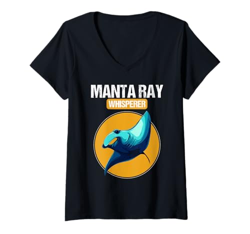 Damen Mantas Manta Manta-Rochen T-Shirt mit V-Ausschnitt von Mantas Manta Manta-Rochen Tier Shop