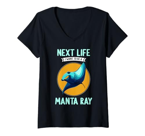 Damen Mantas Manta Manta-Rochen T-Shirt mit V-Ausschnitt von Mantas Manta Manta-Rochen Tier Shop