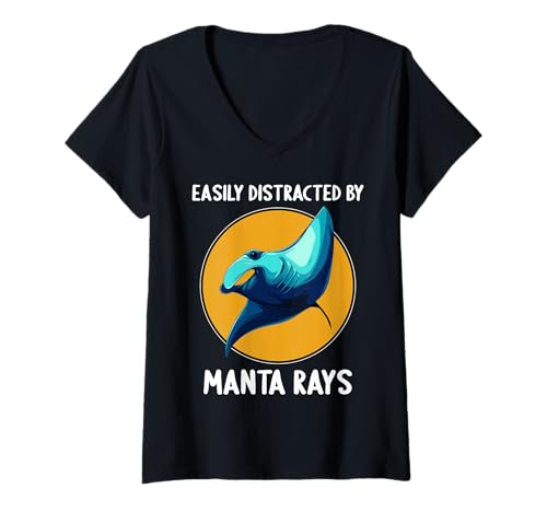 Damen Mantas Manta Manta-Rochen T-Shirt mit V-Ausschnitt von Mantas Manta Manta-Rochen Tier Shop