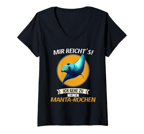 Damen Mantas Manta Manta-Rochen T-Shirt mit V-Ausschnitt von Mantas Manta Manta-Rochen Tier Shop