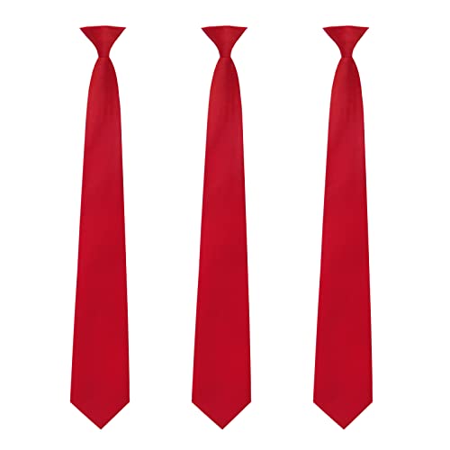 Mantieqingway Schwarze Krawatte zum Anklippen, 8,9 cm, einfarbig, vorgebunden, verstellbare Krawatte für Herren, für Büro, Abschluss, Beerdigungsparty, 3 x rote Krawatte, Medium von Mantieqingway