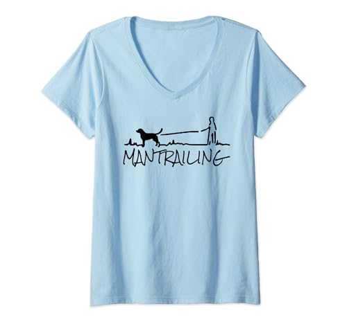 Damen Suchhund Findehund Mantrailing Hund Hundeliebhaber T-Shirt mit V-Ausschnitt von Mantrailing Hundesport Hunde Designs