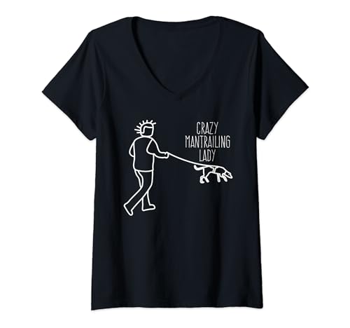 Damen Mantrailing Lady Suchhund Mantrailer T-Shirt mit V-Ausschnitt von Mantrailing & Mantrailer Fährtenhund Designs