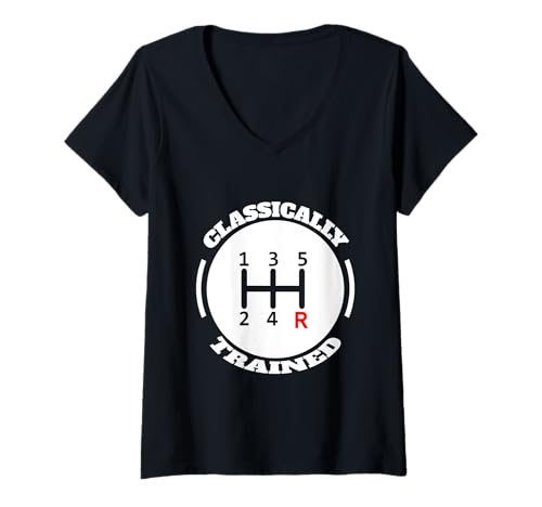 Damen Manuelle Autos Enthusiast – Schaltgetriebe für manuelle Autobesitzer T-Shirt mit V-Ausschnitt Damen Manuelle Autos Enthusiast – Schaltgetriebe für manuelle Autobesitzer T-Shirt mit V-Ausschnitt von Manual Car and Gears Designs by Fasaza