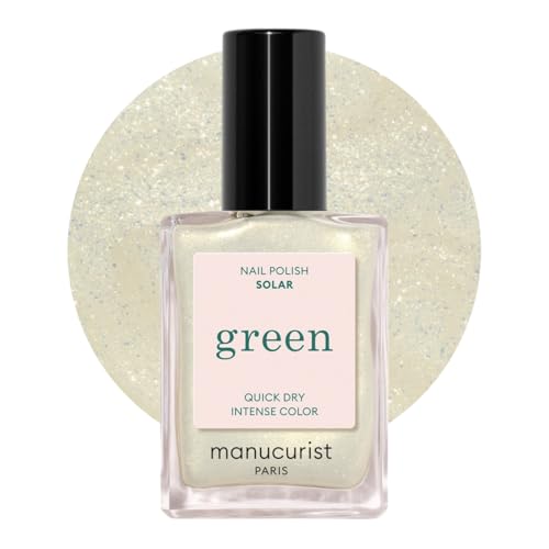 Manucurist Green Solar Nagellack Weiß mit Goldenem Schimmer - Nagellack Schnelltrocknend - White Nail Polish with Golden - Vegan 12-freier - Plant-Based von Manucurist