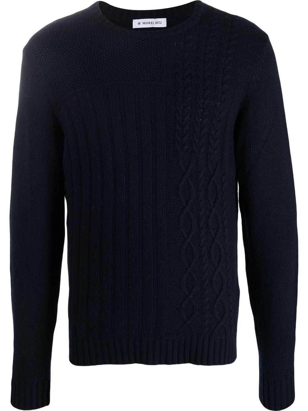 Manuel Ritz Pullover mit Zopfmuster - Blau von Manuel Ritz