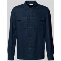 Manuel Ritz Regular Fit Leinenhemdjacke mit Brustpattentaschen in Marine, Größe 52 von Manuel Ritz