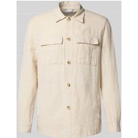 Manuel Ritz Regular Fit Leinenhemdjacke mit Brustpattentaschen in Offwhite, Größe 54 von Manuel Ritz