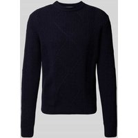 Manuel Ritz Strickpullover mit Zopfmuster und Rundhalsausschnitt in Marine, Größe XXL von Manuel Ritz