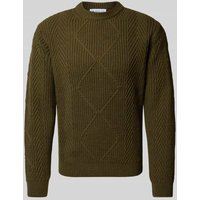 Manuel Ritz Strickpullover mit Zopfmuster und Rundhalsausschnitt in Petrol, Größe XXL von Manuel Ritz
