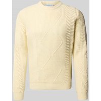Manuel Ritz Strickpullover mit Zopfmuster und Rundhalsausschnitt in Weiss, Größe XXL von Manuel Ritz