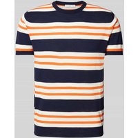 Manuel Ritz T-Shirt mit geripptem Rundhalsausschnitt in Orange, Größe XXL von Manuel Ritz