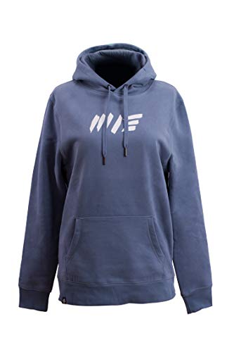 Boyfriend Hoodie - Damen/Frauen Kapuzenpullover, Pullover mit Rundhalskragen/Rundhalsausschnitt, Nackenband, Kordelende aus Metall (Manufaktur13/M13) (Purple Blue, M) von Manufaktur13