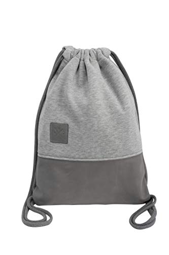 Grey Leather Sports Bag - Leder Rucksack mit Reißverschluss Innenfach, Gym Bag, Turnbeutel, Sportbeutel, Tasche (Manufaktur13/M13) von Manufaktur13