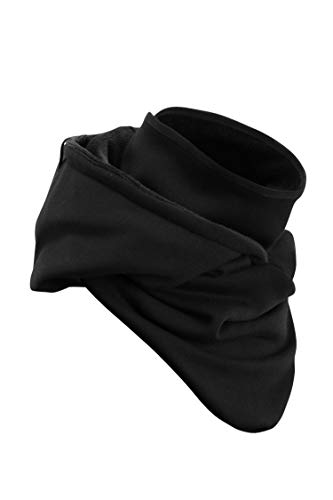 Manufaktur13 Hooded Loop(Black Out) - Kapuzen Schal, Loop aus hochwertigem Alpenfleece mit Echt-Leder Veredelung von Manufaktur13