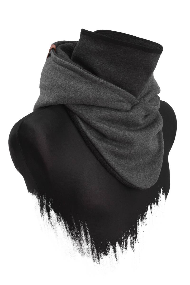 Hooded Loop | Dark Rough - Kapuzen Schal, Aus Hochwertigem Alpenfleece Mit Echt-Leder Veredelung | Manufaktur13 von Manufaktur13