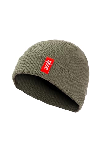 Manufaktur13 Double Sided Cotton Beanie - 2-in-1 Slouch/Cuffed Baumwoll-Beanie Mütze, Strickmütze mit Stick Veredelung aus 100% Organic Baumwolle in vielen Farben zur Auswahl (M13) (Riot Gear) von Manufaktur13