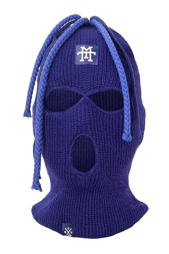 Manufaktur13 Dread Balaclava - 3-Loch Sturmmaske mit Dreadlocks, Sturmhaube mit Haare, Skimaske in versch. Farben, Multifunktionsmaske, elastisch/dehnbar, gestrickt (Navy) von Manufaktur13