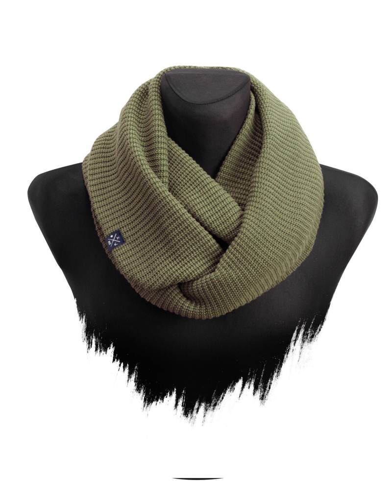 Manufaktur13 Knit Loop - Schlauchschal, Strick Mit Waffle Muster, Wollschal/Langschal in Versch. Farben Erhältlich | Olive von Manufaktur13