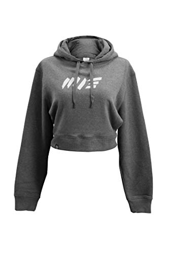 Manufaktur13 M13 Oversize Crop Hoodie - Kapuzenpullover, Cropped Sweatshirt/Langarmshirt, Crop-Top Pullover für Damen/Frauen/Mädchen, bauchfrei, Kordeln aus Metall, Bolero (Asphalt, L) von Manufaktur13