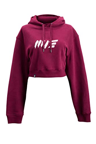 Manufaktur13 M13 Oversize Crop Hoodie - Kapuzenpullover, Cropped Sweatshirt/Langarmshirt, Crop-Top Pullover für Damen/Frauen/Mädchen, bauchfrei, Kordeln aus Metall, Bolero (Vino, M) von Manufaktur13