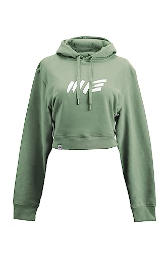 Manufaktur13 Oversize Crop Hoodie - Kapuzenpullover, Cropped Sweatshirt, Crop-Top Pullover für Damen/Frauen/Mädchen, bauchfrei, Kordeln aus Metall, Bolero (M13) (Sage) von Manufaktur13