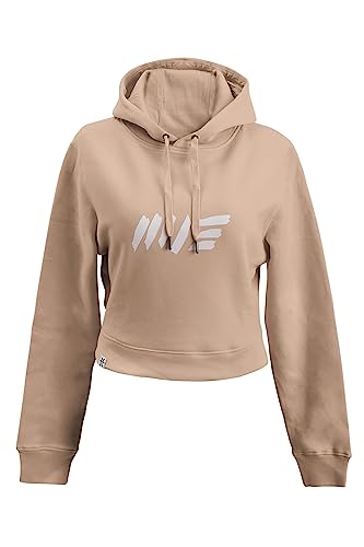 Manufaktur13 Oversize Crop Hoodie - Kapuzenpullover, Cropped Sweatshirt, Crop-Top Pullover für Damen/Frauen/Mädchen, bauchfrei, Kordeln aus Metall, Bolero (M13) (Sand) von Manufaktur13