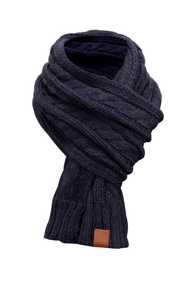 Manufaktur13 Strickschal Rough Knit Scarf - Strickschal/ Langschal mit Leder Veredelung von Manufaktur13