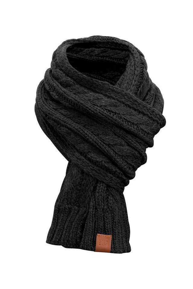 Manufaktur13 Strickschal Rough Knit Scarf - Strickschal/ Langschal mit Leder Veredelung von Manufaktur13