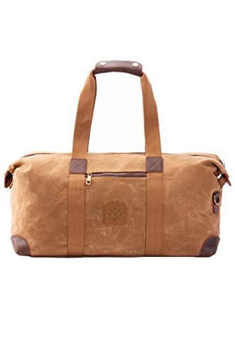 Vintage Duffel Bag - Weekender, Reisetasche 19L, Tragetasche, Canvas Baumwolle, Schultertasche mit Schultergurt (M13) (Rough Sand) von Manufaktur13