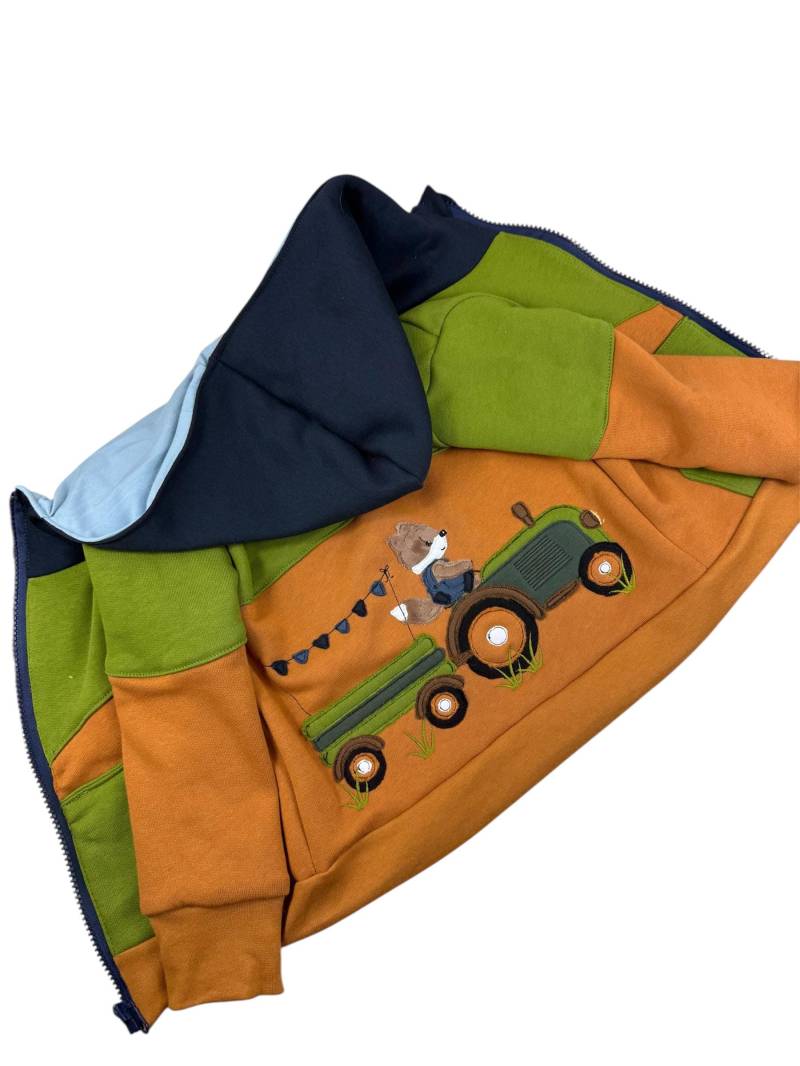 Handgemachte Kinderjacke Mit Traktor & Fuchs in Wunschgröße | Gr. 80 Bis 128 von ManufakturHannaBell