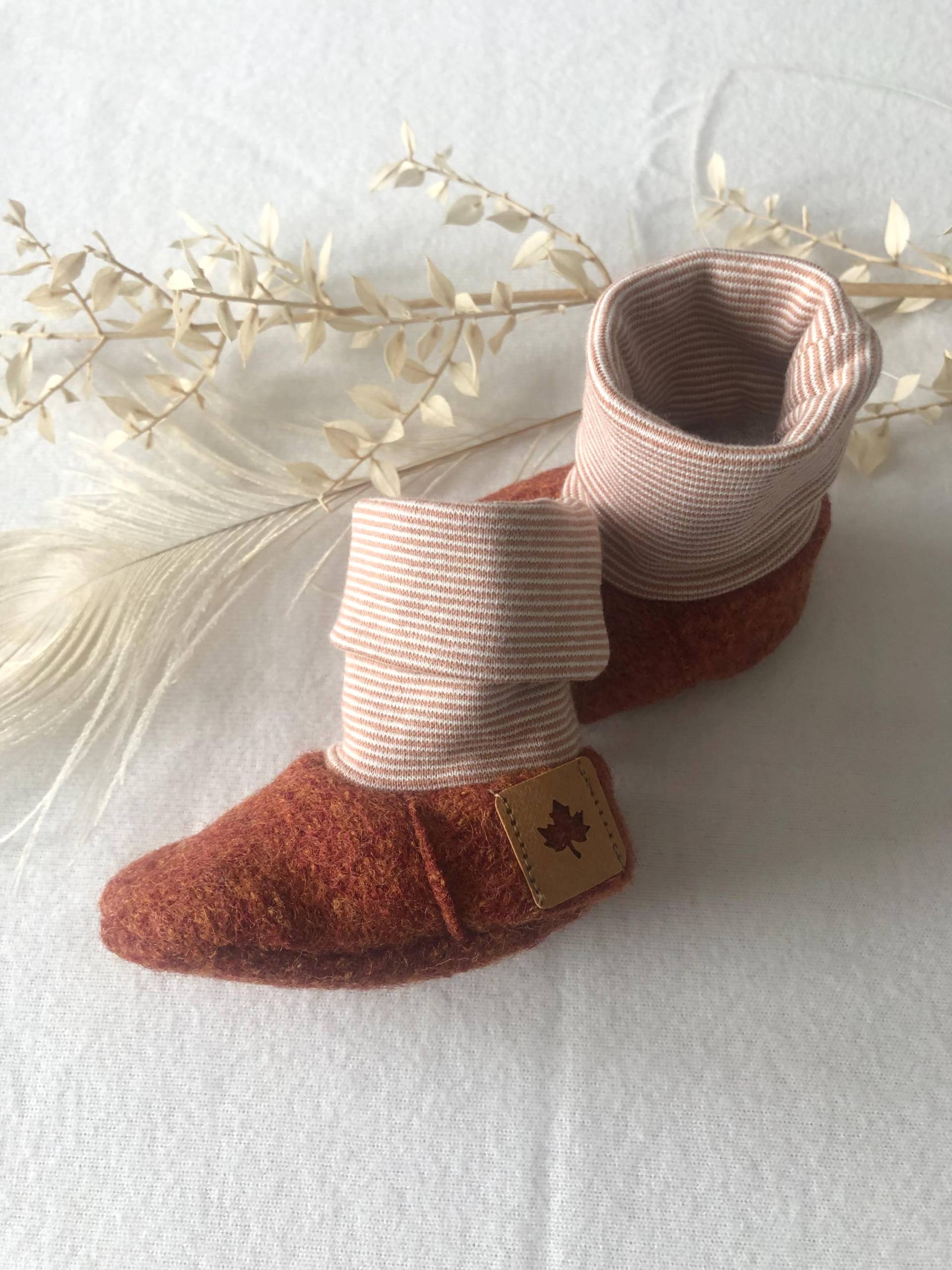 Babyschuhe Wollwalk/Baby Stiefel/ Bio/ Rost/Verschiedene Größen von ManufakturHerzstueck