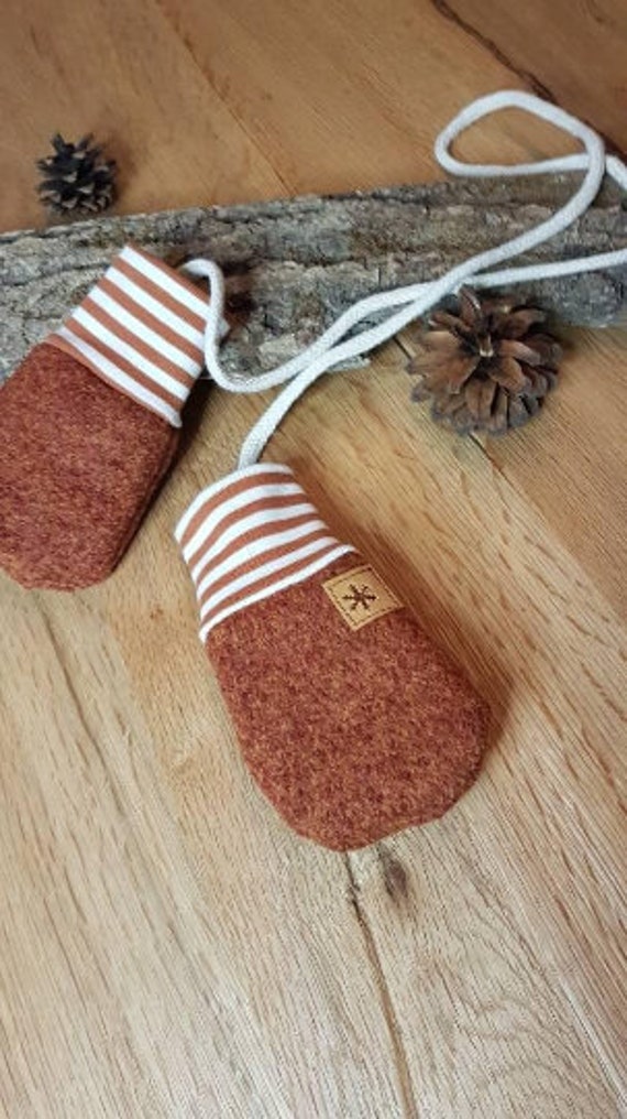 Kuschelige Wollwalk Baby Handschuhe/ Fäustlinge/ 100% Wolle/Rost/ Verschiedene Größen von ManufakturHerzstueck