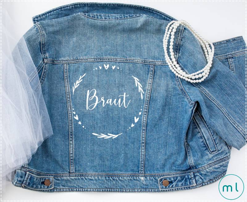 Bügelbild Braut | Kranz Wedding Jga Team Hochzeit Jeansjacke Bügelbild Braut | Kranz Wedding Jga Team Hochzeit Jeansjacke von ManufakturLittlefee