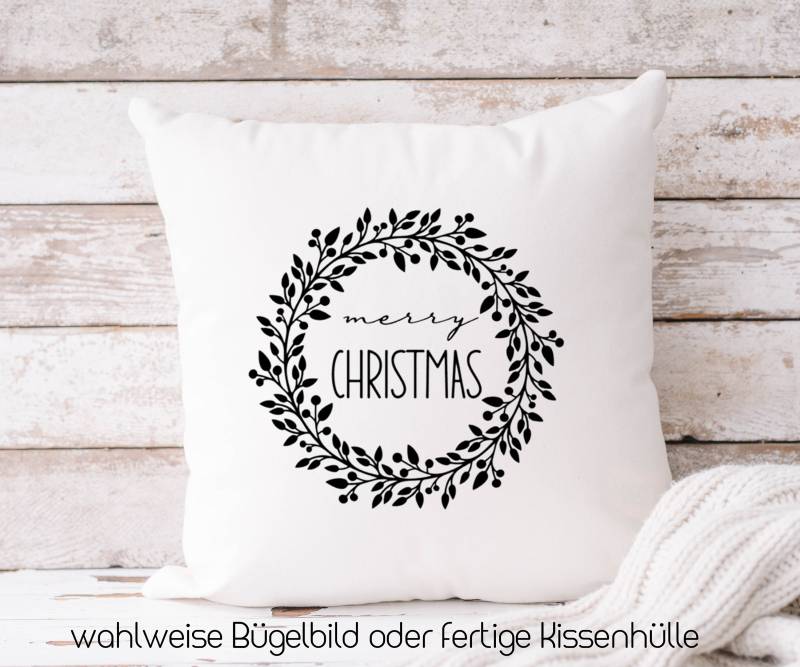 Bügelbild Merry Christmas | Kissen Weihnachten| Deko Bügelbild Merry Christmas | Kissen Weihnachten| Deko von ManufakturLittlefee