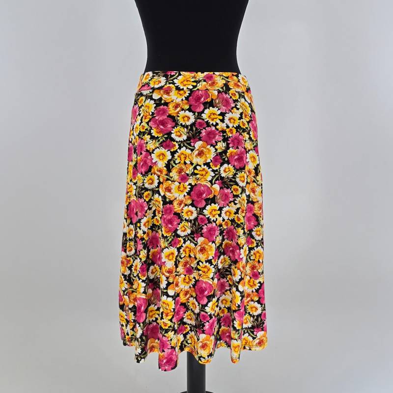 Jersey-Rock Für Frauen in A-Linie Leicht Ausgestellter Sommerrock Midilänge Midirock Mit Blumen Rock Blumenmuster Einheitsgröße von ManufakturRuffer