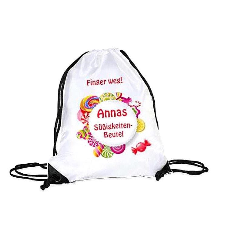 Turnbeutel, Rucksack Polyester Weiss Personalisiert von Manufakturwaren