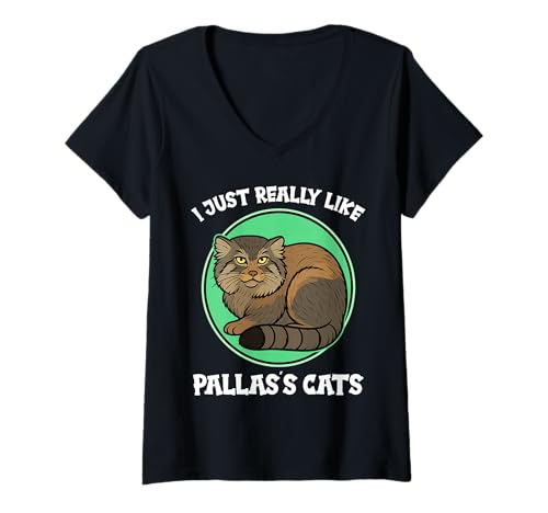 Damen Manule Pallas Katze Manul T-Shirt mit V-Ausschnitt Damen Manule Pallas Katze Manul T-Shirt mit V-Ausschnitt von Manule Pallas Katze Manul Tier Shop