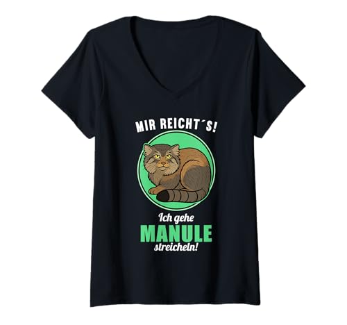 Damen Manule Pallas Katze Manul T-Shirt mit V-Ausschnitt Damen Manule Pallas Katze Manul T-Shirt mit V-Ausschnitt von Manule Pallas Katze Manul Tier Shop