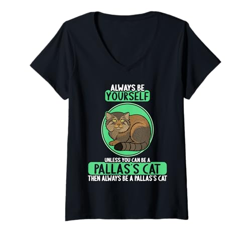 Damen Manule Pallas Katze Manul T-Shirt mit V-Ausschnitt Damen Manule Pallas Katze Manul T-Shirt mit V-Ausschnitt von Manule Pallas Katze Manul Tier Shop